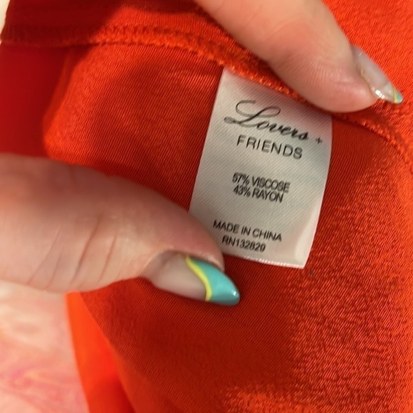 Lovers + Friends Gracie Mini Dress Split Sleeves V-neck in Coral Reef Size Small - Picture 10 of 12